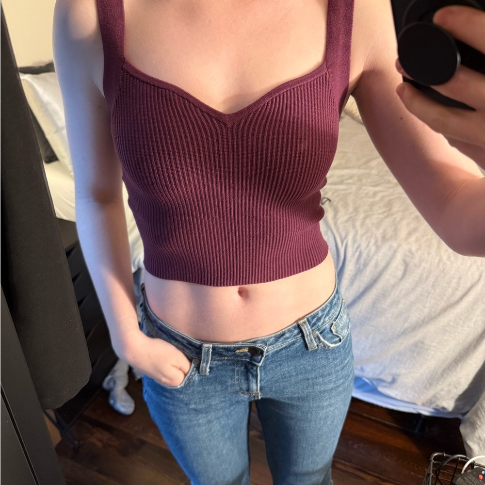 Abercrombie & Fitch Plum Burgundy Sweater Crop Top